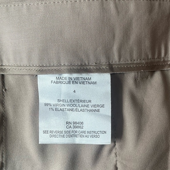 Theory Demitria Beige Italian Virgin Wool Pants - Size 4 - Picture 6 of 9